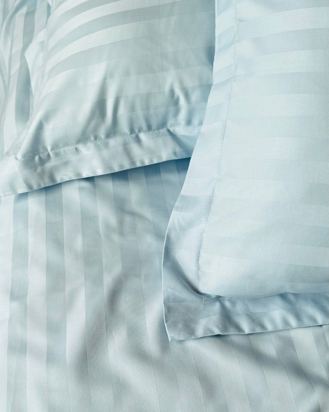 Sky Blue Sateen Stripes Bedsheet Set