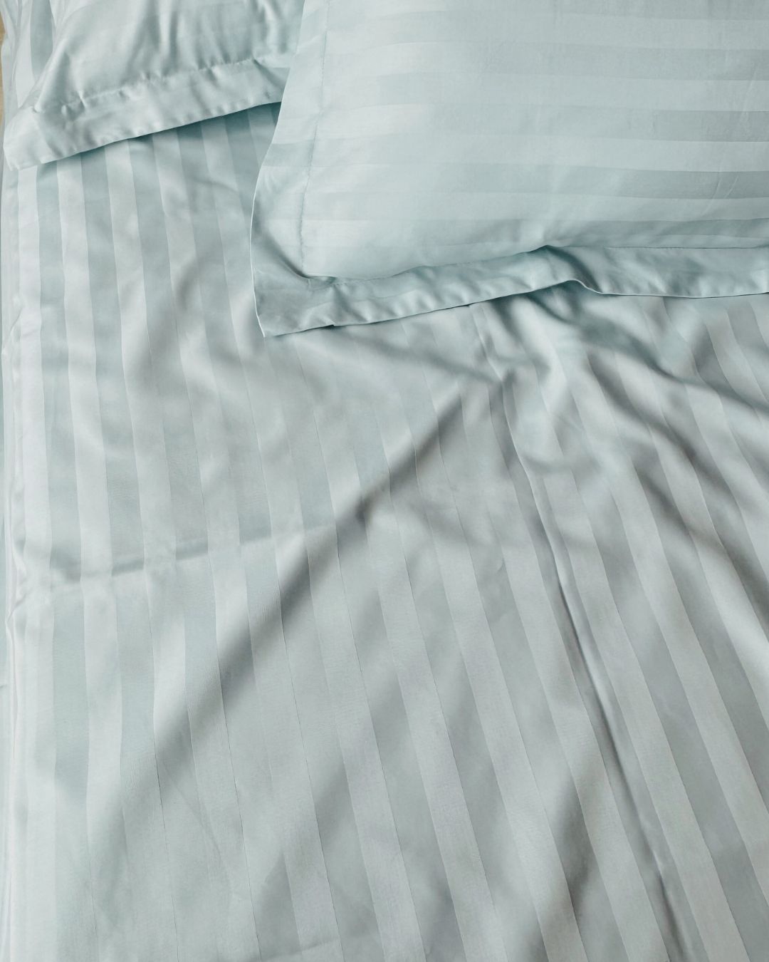 Silver Grey Sateen Stripes Bedsheet Set