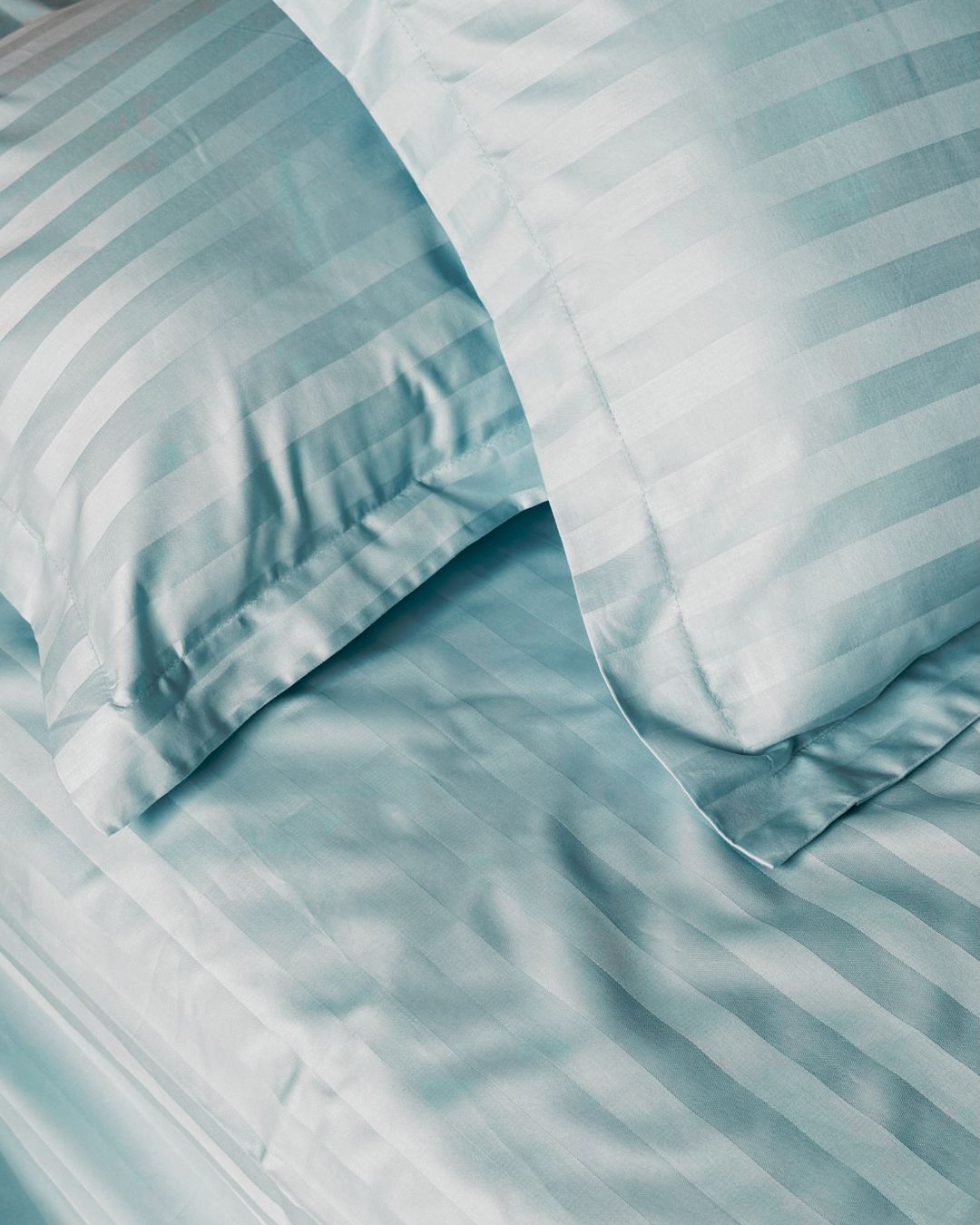 Silver Grey Sateen Stripes Bedsheet Set