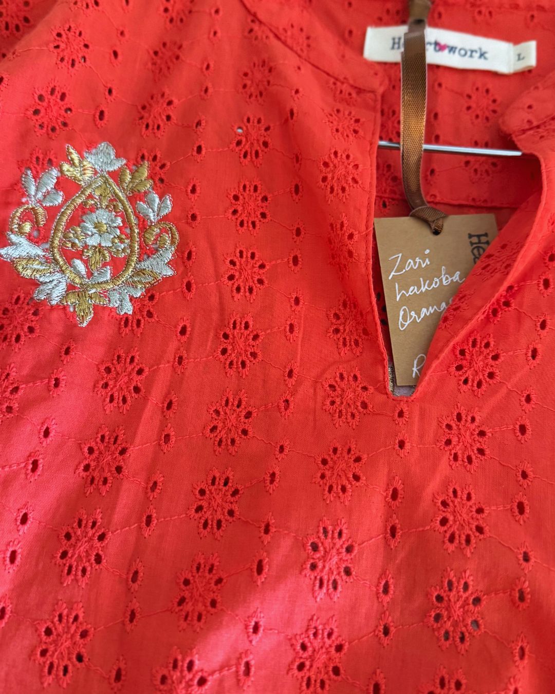 Zari Orange Hakoba tunic