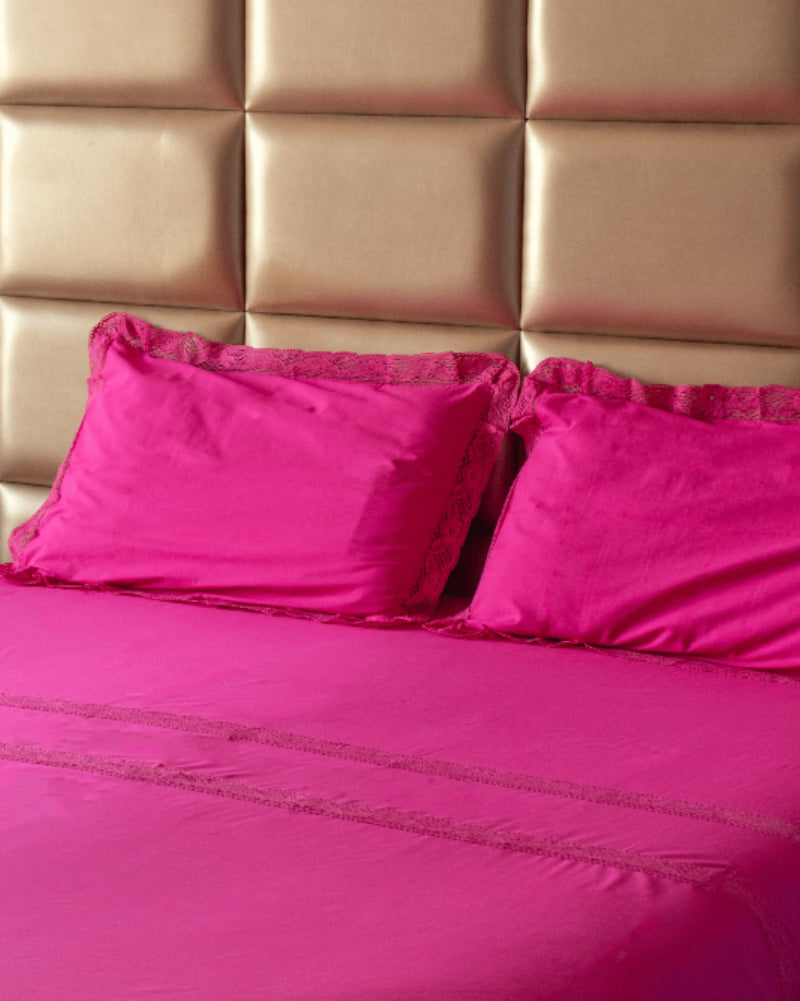 Bougainvillea Bedsheet Set with Laces